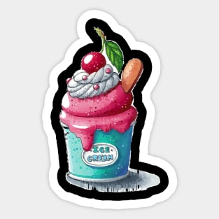 Cherry ice cream cup Sticker